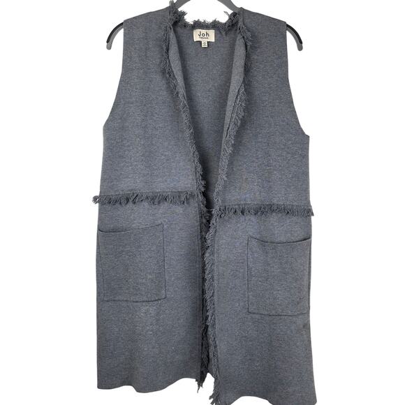 Joh Cashmere Fringe Trim Open Longline Cardigan Sweater Vest, Size XS, EUC - Picture 6 of 6